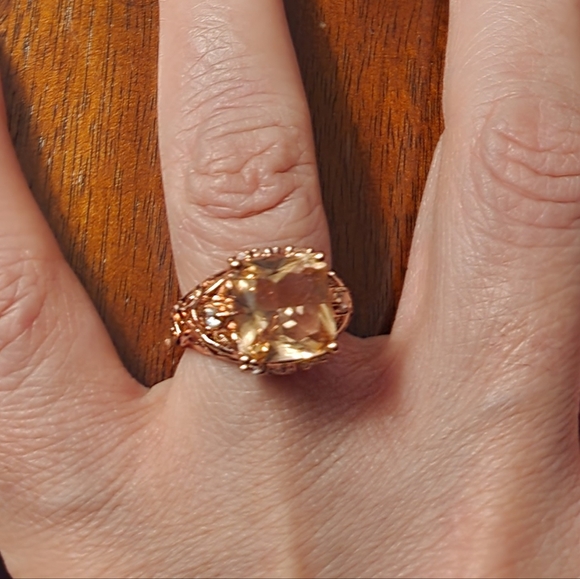 Morganite silver art nouveau ring - Picture 5 of 8